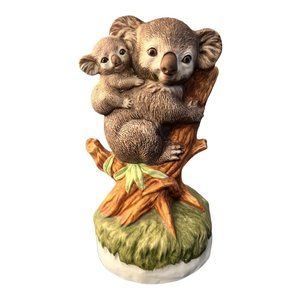 Mom Koala Bear & Baby Joey Ceramic Music Box San Diego Zoo 1983 Vintage